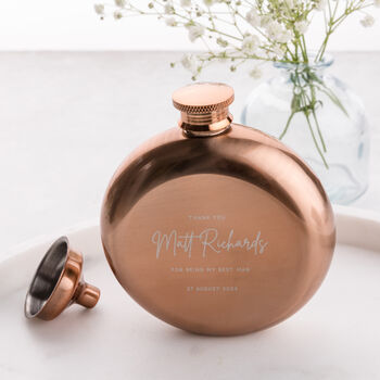 Personalised Engraved Wedding Copper Hip Flask, 2 of 4