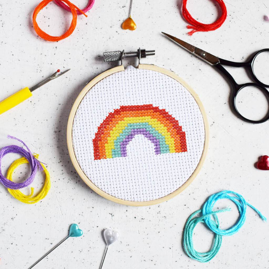 Over The Rainbow Mini Cross Stitch Craft Kit By The Make Arcade