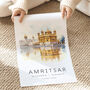 Amritsar India Travel Poster With Map Coordinates, thumbnail 3 of 7