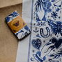 Traditional Tattoo Navy Blue Screen Printed Tea Towel, thumbnail 1 of 7