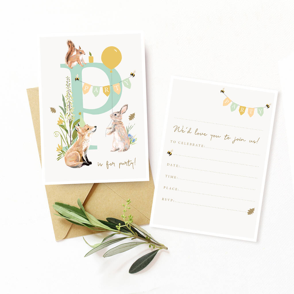 Party Invitations Hedgerow Animals