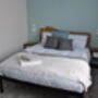 Handcrafted Steel Bed Frame And Oak Headboard, thumbnail 8 of 12