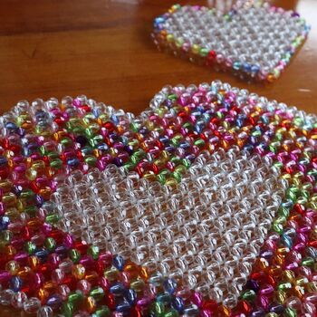 Love Heart Beaded Placemat And Coaster Set, 4 of 9