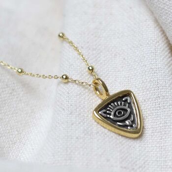Gold Plated Sterling Silver Evil Eye Necklace, 4 of 12