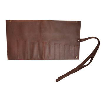 Personalised Leather Tool Roll In Brown, 5 of 10