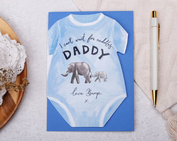 1st Father's Day From Bump Card With Blue Baby Grow Design, 4 of 6