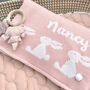 Personalised Knitted Bunny Baby Blanket, thumbnail 2 of 11