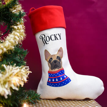 Personalised Dog Christmas Jumper Present Stocking, 11 of 12