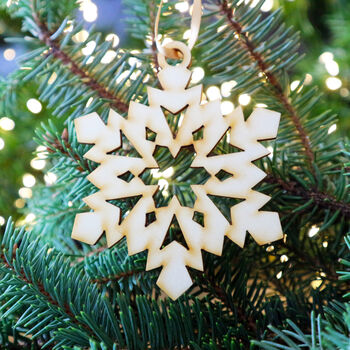 Christmas Card With Wooden Snowflake Tree Decoration, 3 of 4