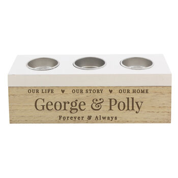 Personalised Our Life Story Home Wooden Tealight Holder, 4 of 4
