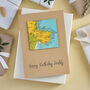 Personalised Map Location Square Birthday Card, thumbnail 3 of 4