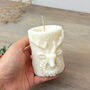 Neutral Christmas Pillar Candle With Christmas Reindeer, thumbnail 6 of 10