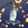 Penguin Personalised Wood Christmas Card And Bauble, thumbnail 6 of 6