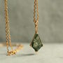 Moss Agate Art Deco Gold Necklace, thumbnail 3 of 9