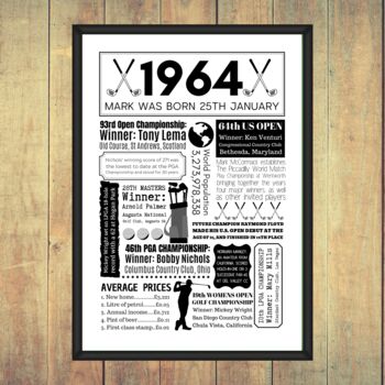 Personalised 60th Birthday Golf Print, 4 of 8