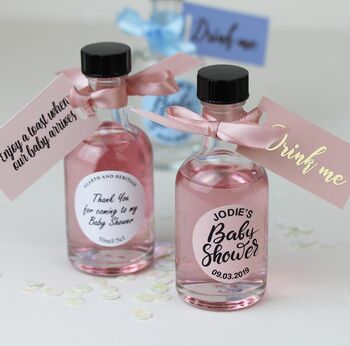 Personalised Baby Shower Favours Containing Pink Gin, 4 of 4