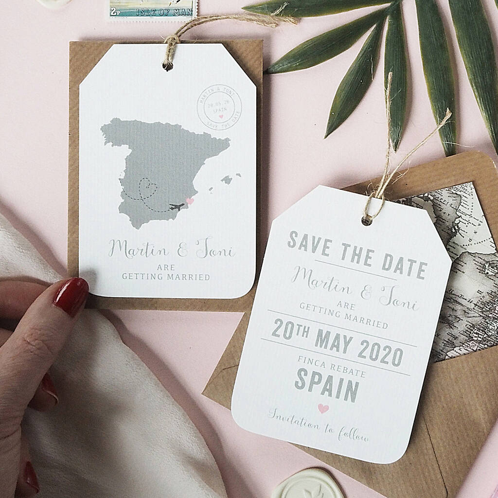 Location Wedding Abroad Save The Date Luggage Tag By Ditsy Chic