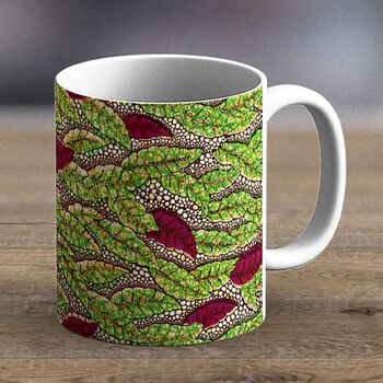 Green And Burgundy Kitenge Print Fabric Mug 29, 2 of 2