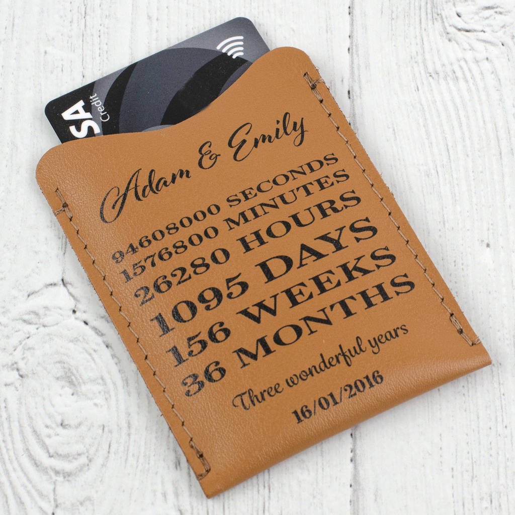 Third Anniversary Personalised Leather Card Holder, 1 of 3
