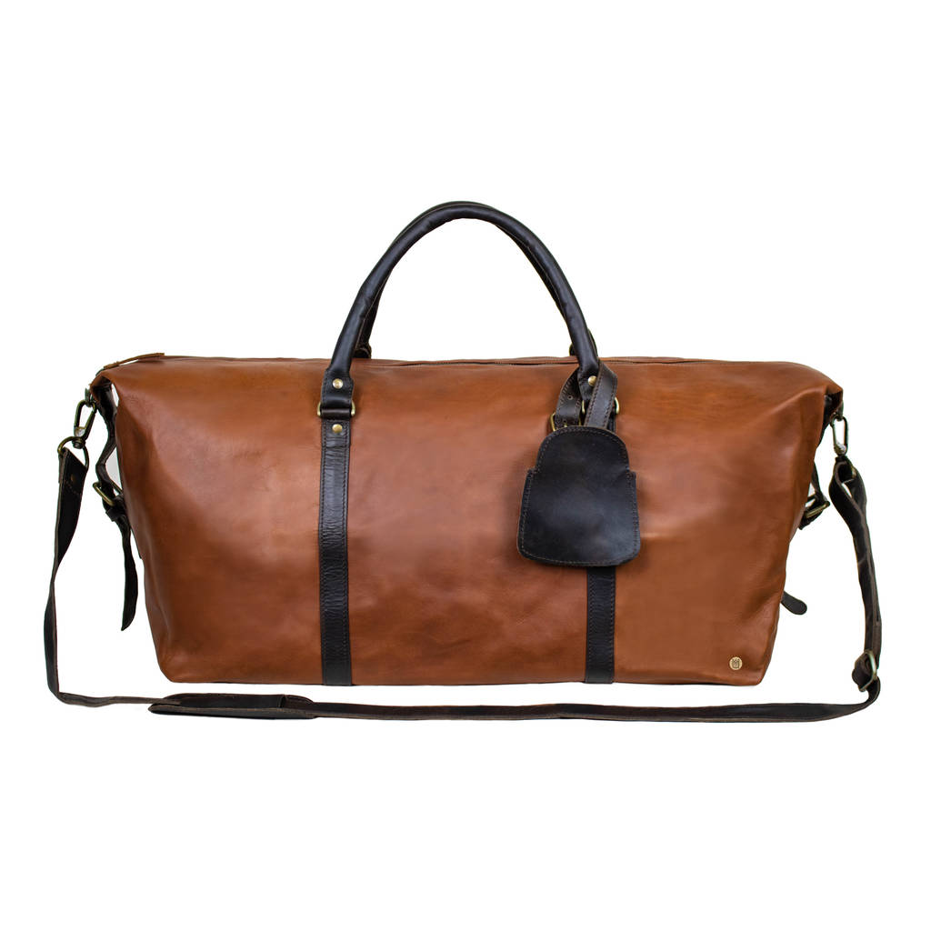 Personalised Two Tone Leather Armada Duffle Holdall, 1 of 8