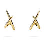 Gold Plated Sterling Silver Modern Abstract Cross Studs, thumbnail 1 of 6