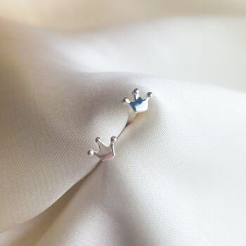 Sterling Silver Crown Stud Earrings, 4 of 4