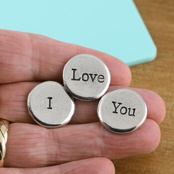Romantic Valentine's Gift For Loved One I Love You Pewter Pebbles, 2 of 6