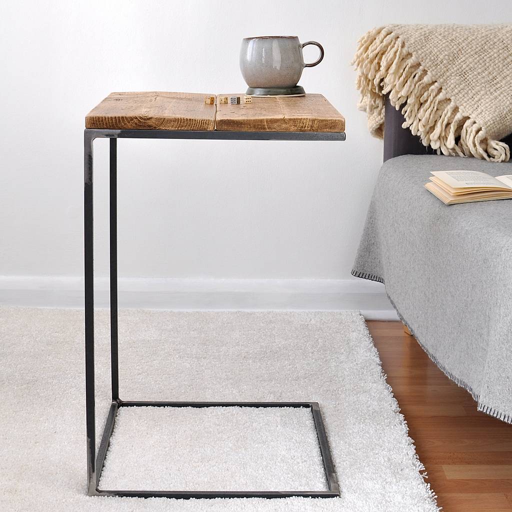 Reclaimed Wood And Steel Side Table, 1 of 3