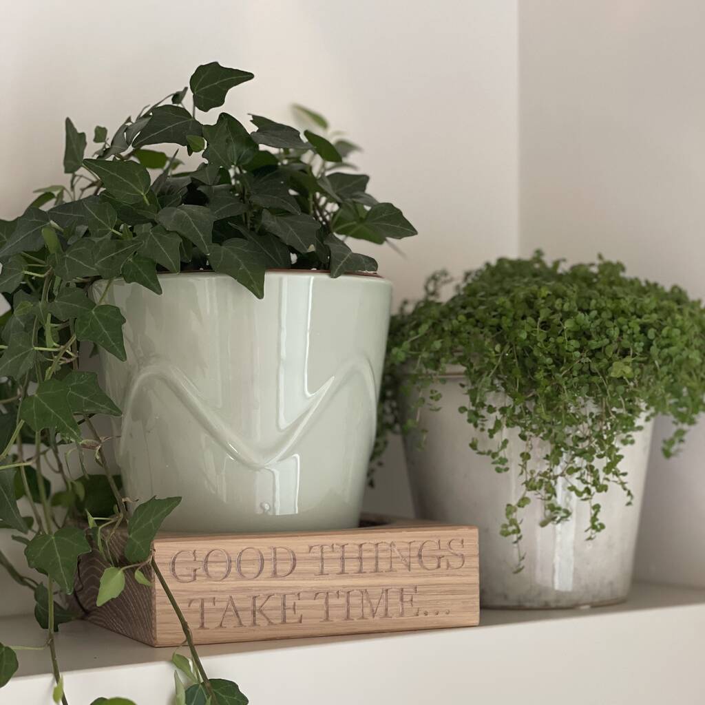 Personalised Oak Plant Display Stand White Stain Finish, 1 of 2