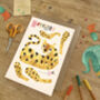 Cheetah Split Pin Puppet A5 Activity Greeting Card, thumbnail 1 of 4