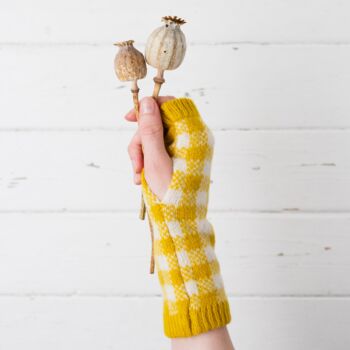Gingham Knitted Wrist Warmers, 4 of 10