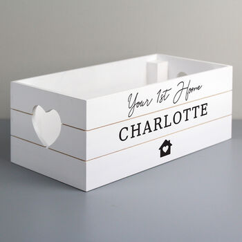 Personalised New Home White Wooden Storage Crate, 2 of 2