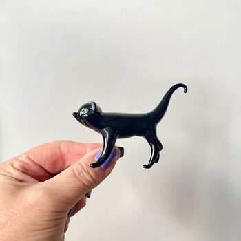 Hand Blown Glass Black Cat Decoration, 2 of 5