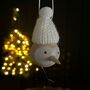Wooden Bird In White Pompom Hat Hanging Decoration, thumbnail 2 of 2