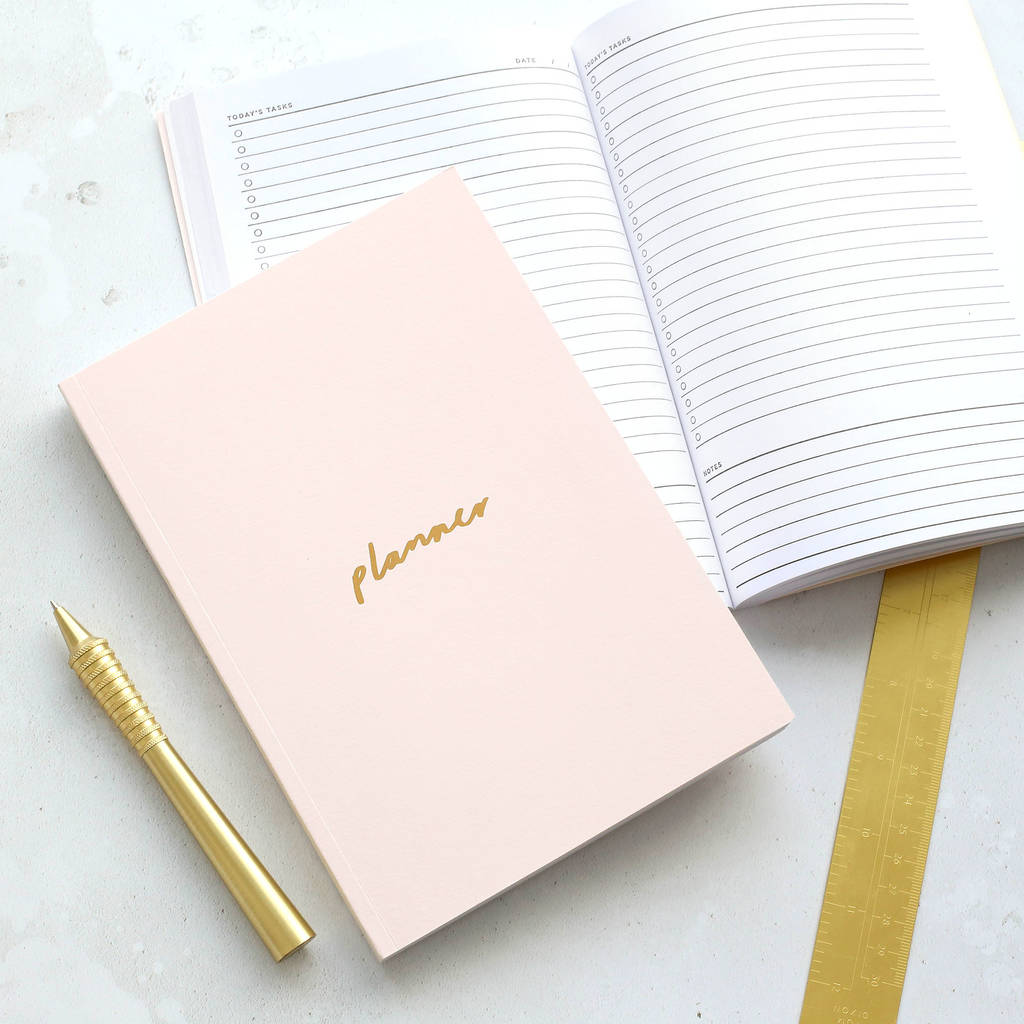 blush pink and gold a5 planner by old english company