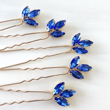 Gold And Royal Blue Hair Pin Set, 6 of 6