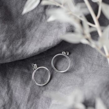 Sterling Silver Large Open Circle Studs, 2 of 6