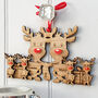 Double Sided Oak Reindeer Family Of Six Decoration, thumbnail 1 of 9