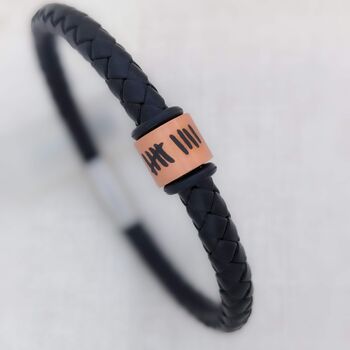 Mens Leather Bracelet With A Tally Nine Copper Ring, 2 of 4