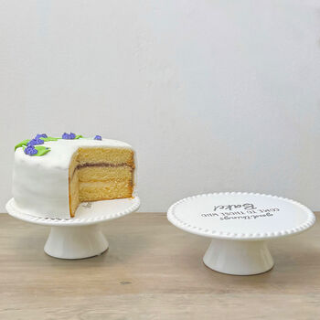 White Ceramic Cake Stand And Cake Plate Gift For Bakers, 5 of 12