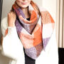 Chunky Triangular Orange And Lilac Knit Scarf, thumbnail 2 of 9