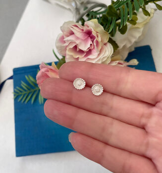 Sterling Silver Mini Sunflower Earrings, 3 of 8