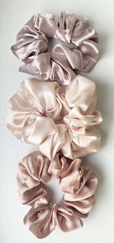 Lina Soft Scrunchie Set Of Three Blush Pink, 2 of 5