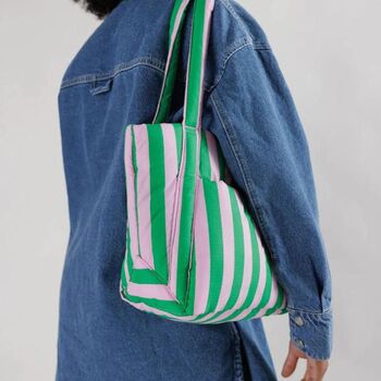 Green And Pink Cloud Puffy Tote Bag, 3 of 3