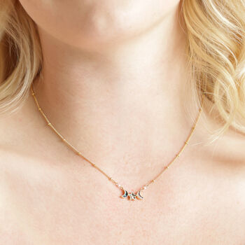 Shell Moon And Star Pendant Necklace In Gold, 2 of 5