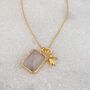 The Duo Rose Quartz Necklace, Gold Plated, thumbnail 6 of 11