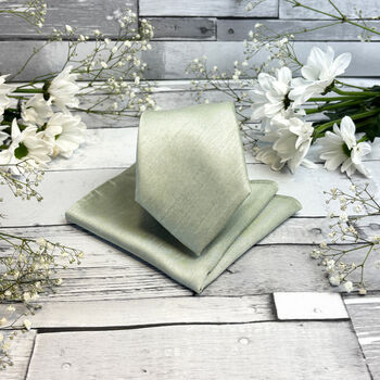 Light Sage Shantung Wedding Tie Set, 2 of 10