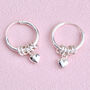 Sterling Silver Sweetie Heart Hoop Earrings, thumbnail 3 of 7