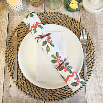 Botanical Holly Christmas Crackers Set Of Six, 5 of 5