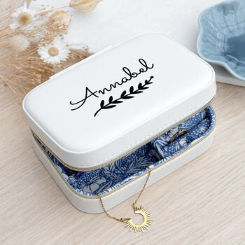 Personalised White And Blue Floral Jewellery Case, 2 of 6
